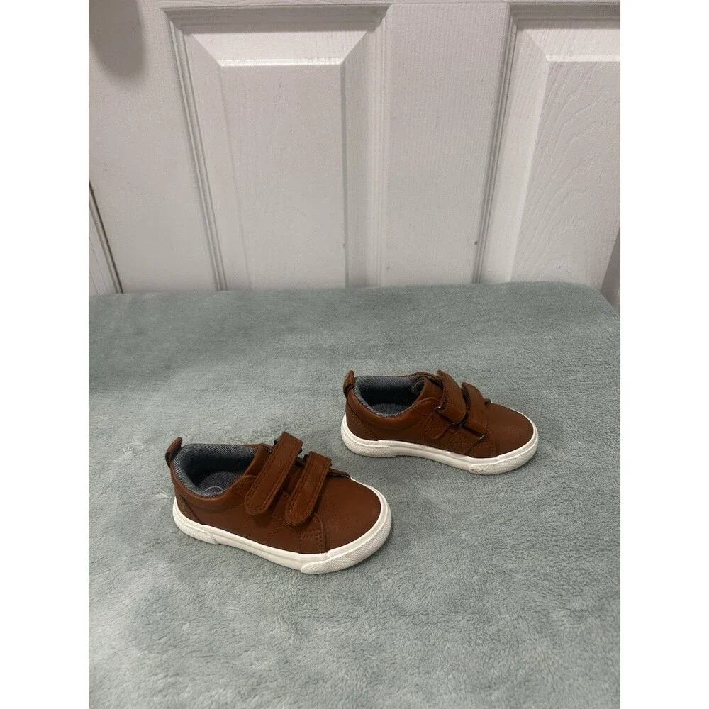 Cat & Jack Toddler Boys Brown Hook & Loop Sneakers Size 5